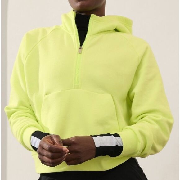 Athleta 473713062 Women Sz XS Citron/Yellow Green Easy Fleece 1/2 Zip Hoodie - Picture 10 of 10